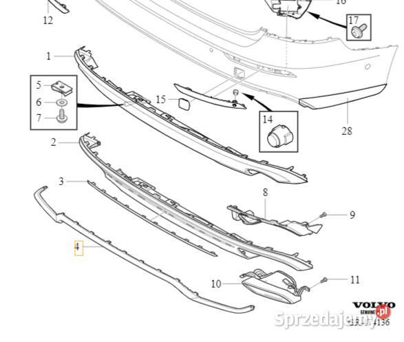 VOLVO S60 III V60 II spoiler listwa zderzaka tyl Bielany Wrocławskie