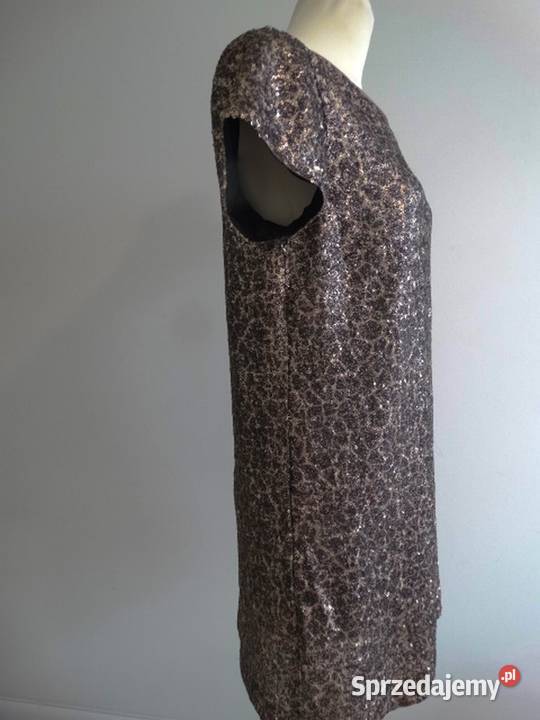 Sukienka Złota Cekinowa Balowa Wieczorowa