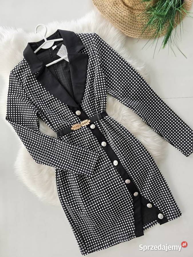 Sukienka biznesowa ozdobne Guziki Rybnik