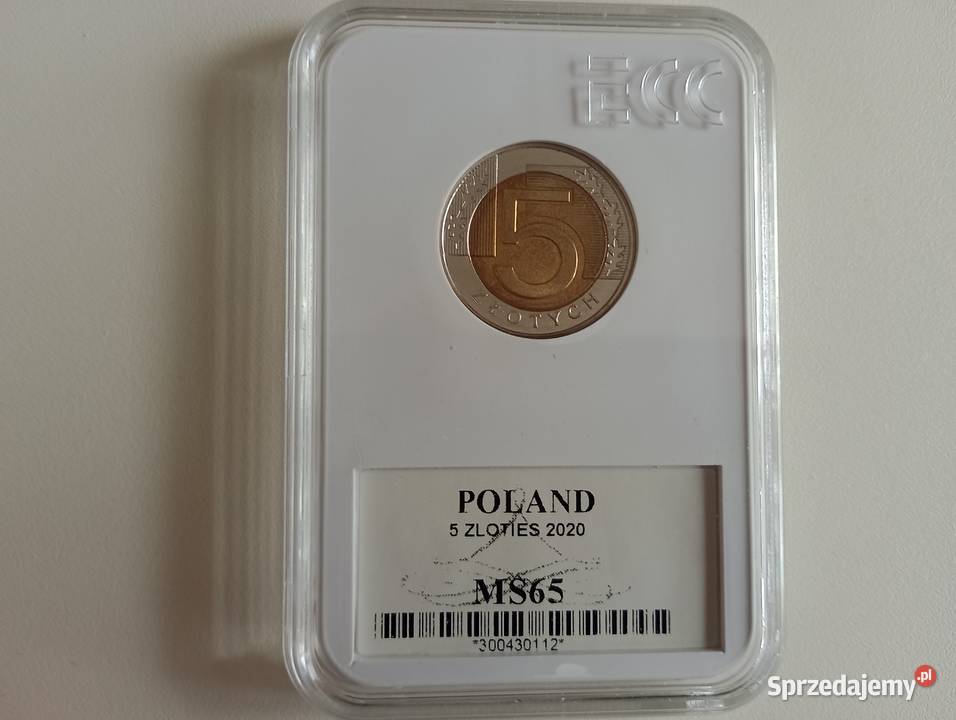 Moneta 5 2020 r Grading MS 65 Niski nakład Super Mosina