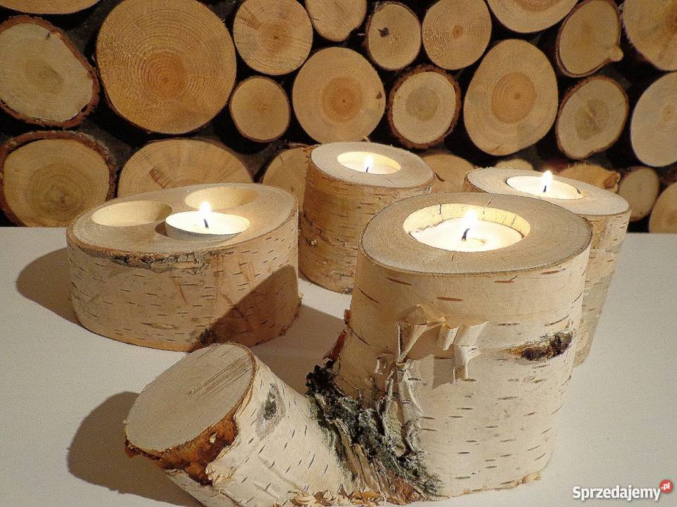 Świecznik drewniany trzy otworowy brzoza Rybnik