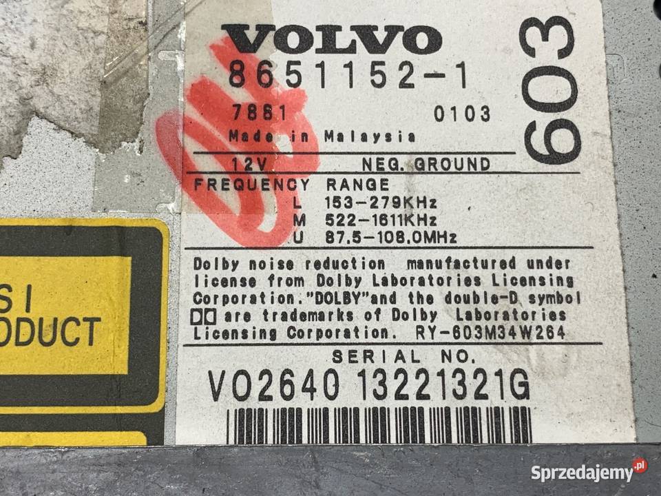 RADIO VOLVO V70 II 8651152 9908 ODTWARZACZ sprzedam