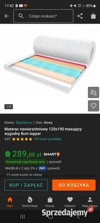 FDM Materac nawierzchniowy 120x190 masujacy Materace
