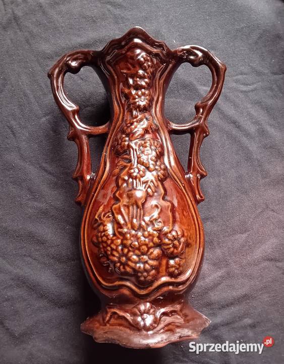 Ceramiczny szkliwiony wazon amfora pracownia Porcelana i szkło Koźminek