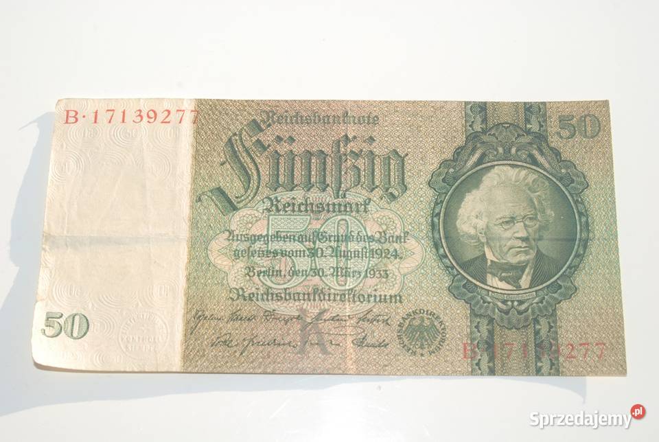 Stary banknot 50 marek 50 reichsmark 1933 antyk Cieszyn