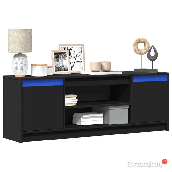Szafka TV z LED czarna 1395x34x50 materiał Warszawa