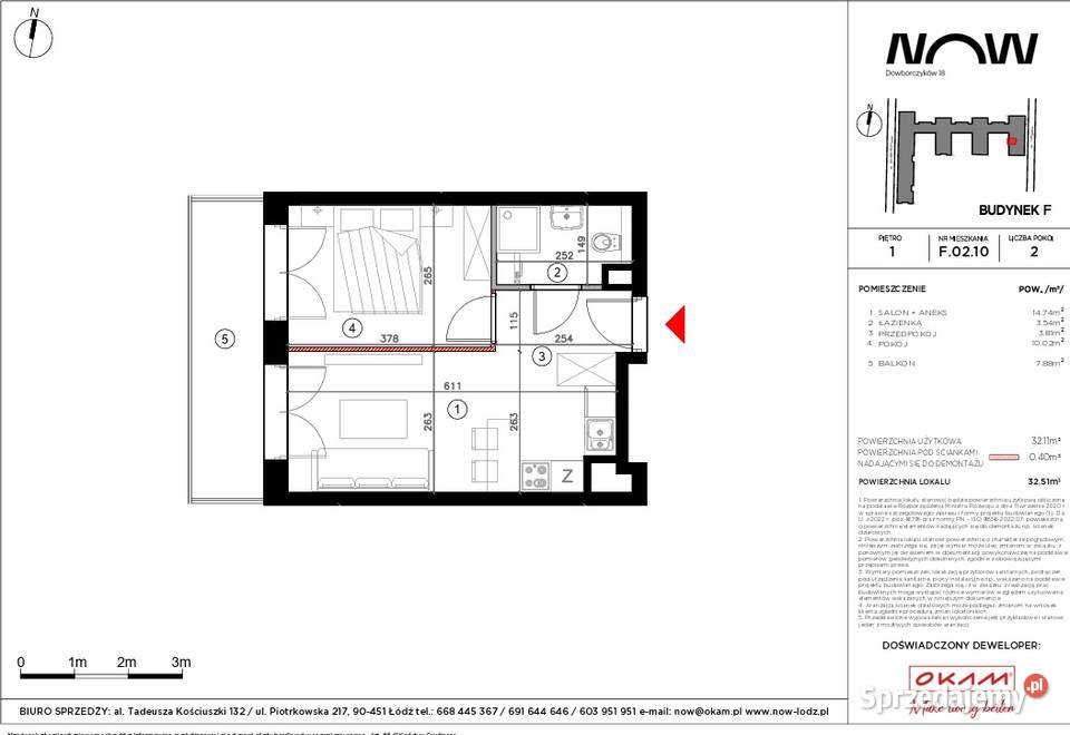 2POKOJOWE MIESZKANIE 32 m NOW ŁÓDŹ CENTRUM DUŻY 12031zł/m2 Łódź