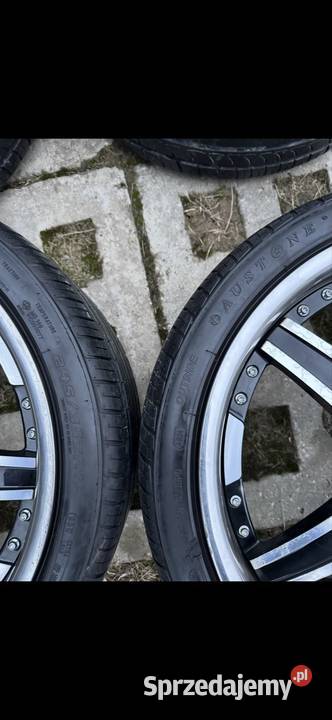 Alufelgi z rantem czarne z chromem 5x112 opony Krępiec