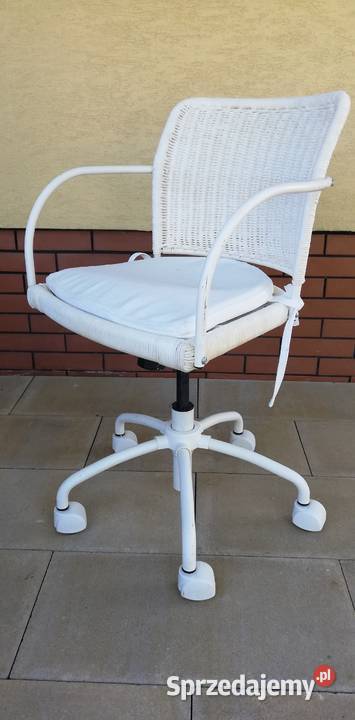 Krzesło biurowe białe metalowe Ikea fotel kręcony do biurka