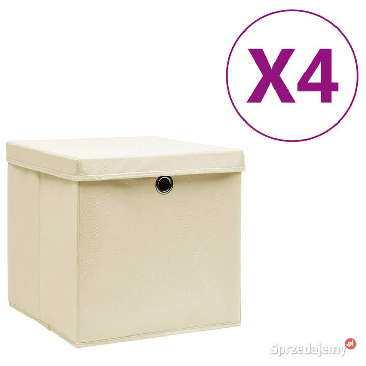 Pudełka z pokrywami 4 28x28x28 kremowe WM325216 Warszawa