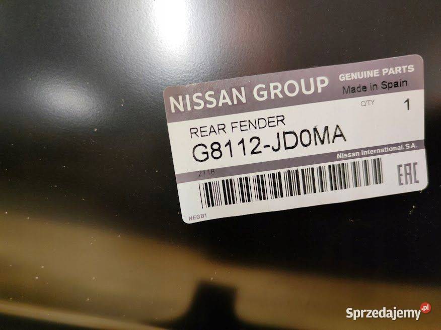 Nissan Qashqai Lift J10 0713 Błotnik Tylny Prawy osobowe wielkopolskie Pleszew