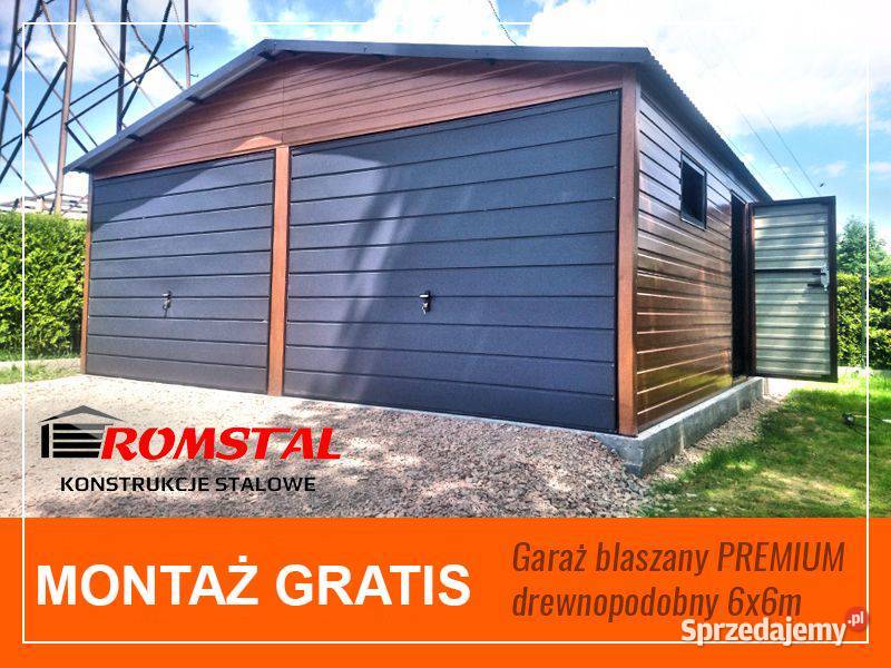 Garaż Blaszany Drewnopodobny 6x6m Dwuspadowy