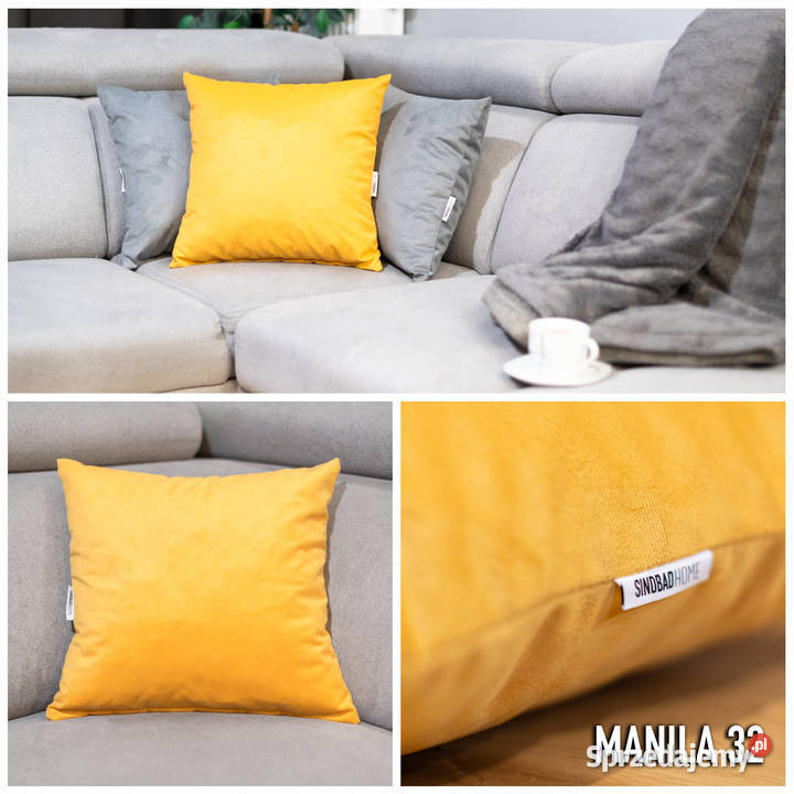 PODUSZKA WELUROWA DEKORACYJNA Z WYPEŁNIENIEM żółty podlaskie Białystok sprzedam