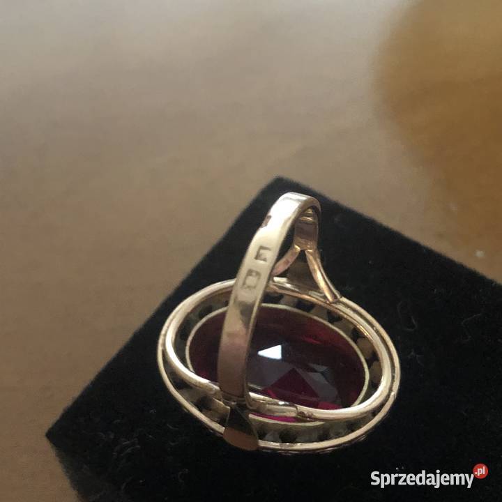 Stary złoty 583 pierścionek z rubinem Tarnowo Podgórne sprzedam