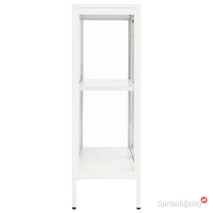 Szafka boczna biała 75x35x105 stal i szkło