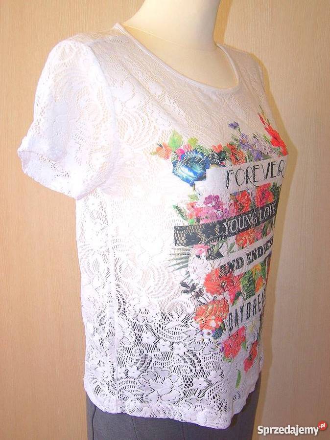 Bluzka Atmosphere Biała Koronkowa Kwiatowy Łomża sprzedam