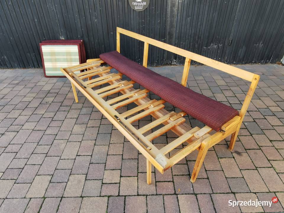 Ława rozkładana Czechosłowacja 60 design PRL tkanina Sofy i kanapy śląskie Pogórze