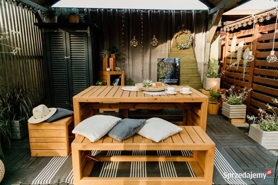 Meble ogrodowe drewniane tarasowe zestaw kawowy śląskie Kalety sprzedam