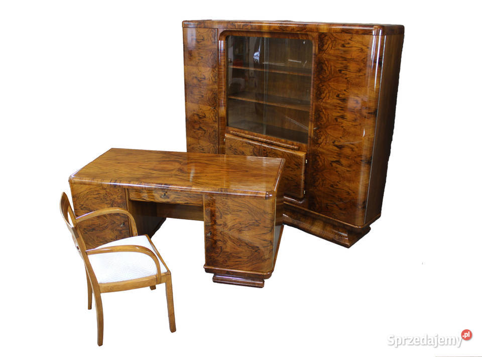 Zestaw gabinetowy art deco biurko biblioteka Zielonka