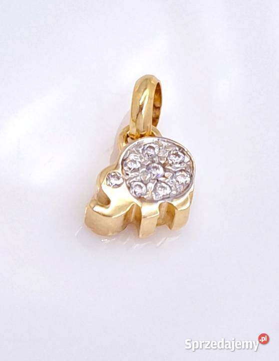 25 Wisiorek Złoty 585 Słonik z kamieniami Z1106 Poznań