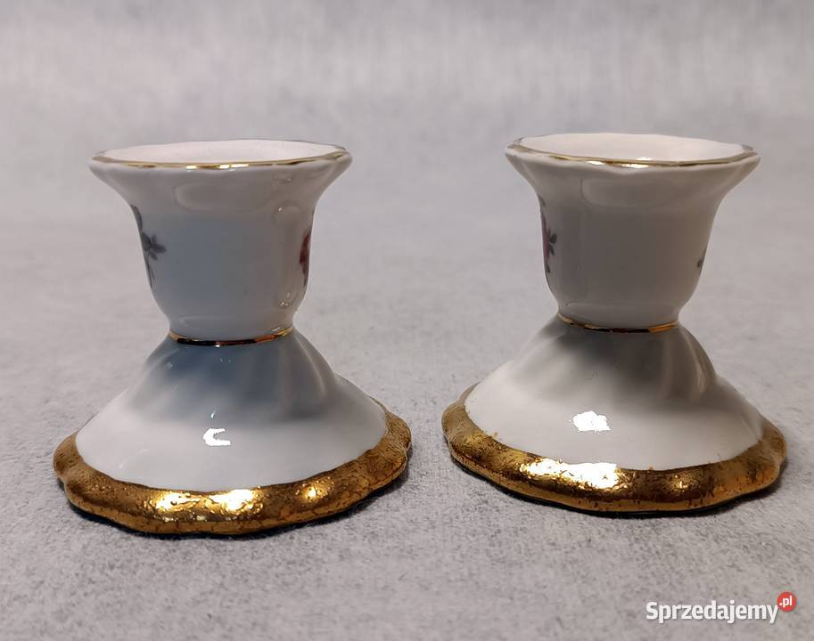 Oscar Schlegelmilch Świeczniki Para świeczników Porcelana i szkło Dobrzany