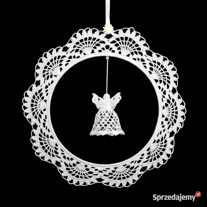 Zawieszka ozdoba na okno szydełkowa Anioł 31 biały Kluczbork