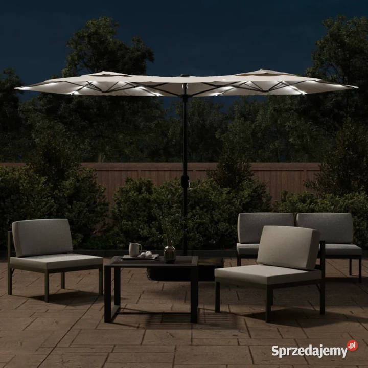 Podwójny parasol ogrodowy z LED piaskowy 316x240 Warszawa