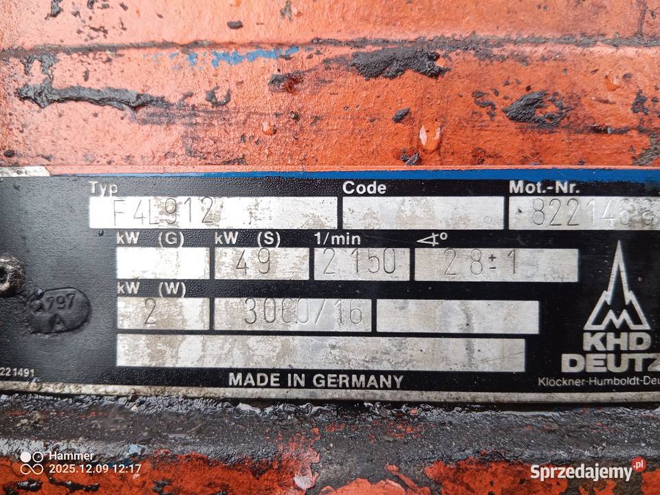 Silnik Deutz f4l912 koparka atlas kompresor