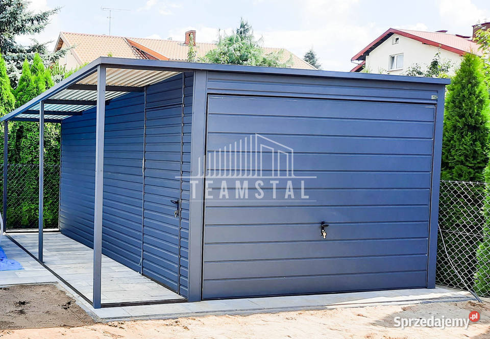 GARAŻ BLASZANY 3m x 5m wiata 1m spad tył Brama 15m2 Leszno