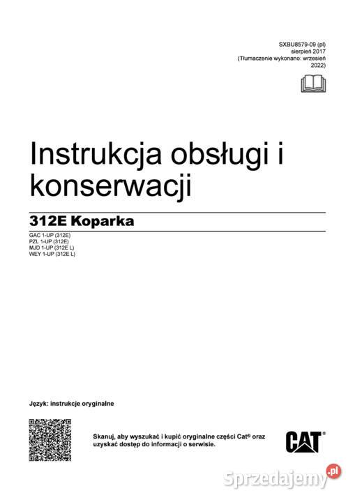 CATERPILLAR 312E koparka gąsienicowa Instrukcja Kraków