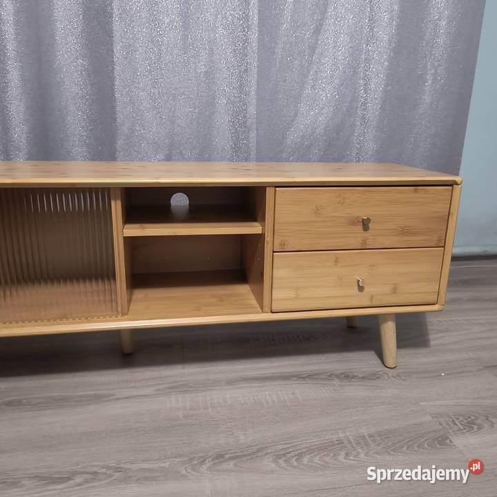 Szafka RTV Costway 140 Bambus Rattan Szkło 140cm łódzkie Sieradz