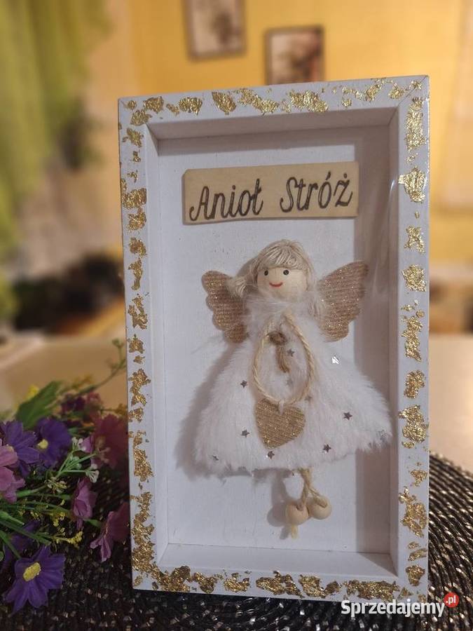 Anioł stróż w białej ramce Strzyżów
