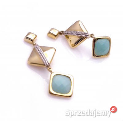 ZŁOTE kolczyki pr585 naturalny awenturyn NOWE