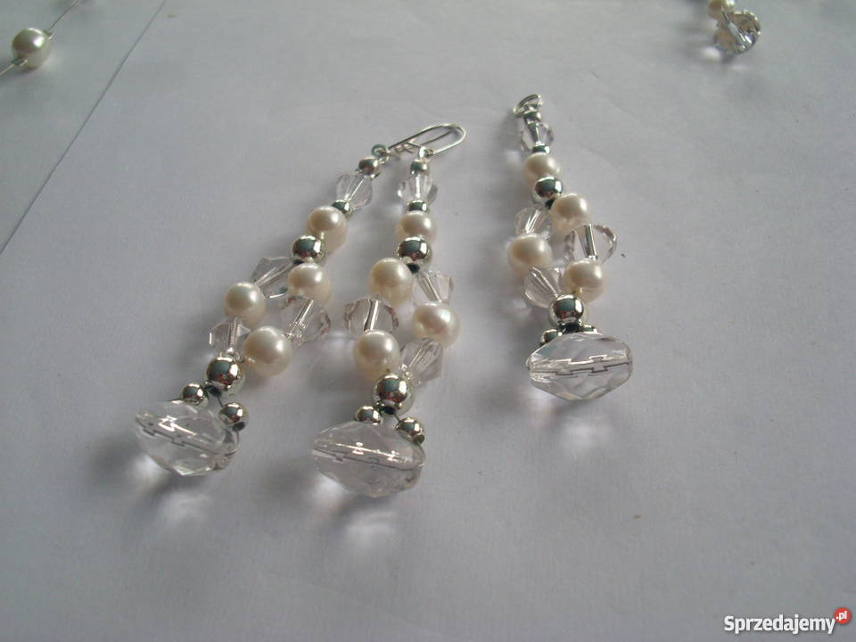 Srebrne kolczykiwisiorperła naturalnakryształ srebrne śląskie Częstochowa