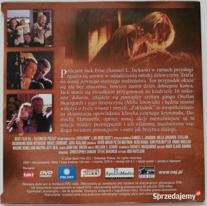 Zakładnik DVD Samuel L Jackson Milla Jovovich Łódź sprzedam