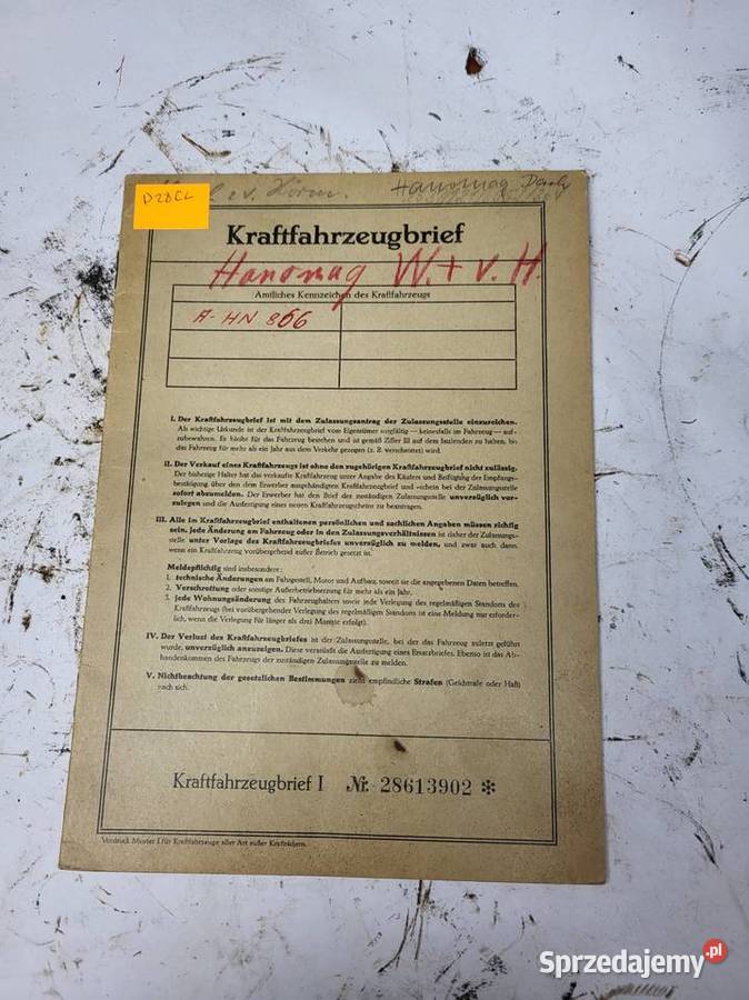 BRIF PAPIERY HANOMAG 1964R Rybnik sprzedam
