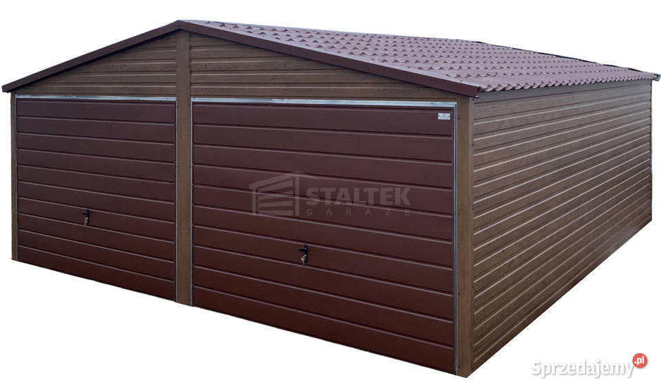 Garaz blaszany 6x58m 2x brama dwuskrzydłowa Dobre Miasto