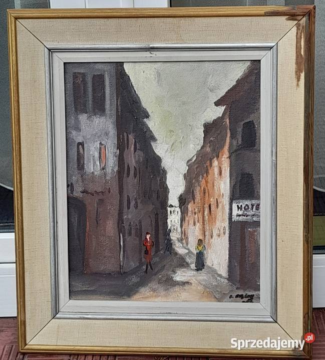 Uliczka AVIGNON obraz olejny deska sygnowany sprzedam
