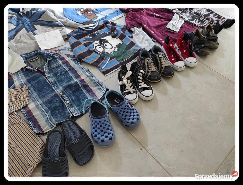 Zestaw ubrań dziecięcych rozmiar 122 buty 30 i Płock sprzedam