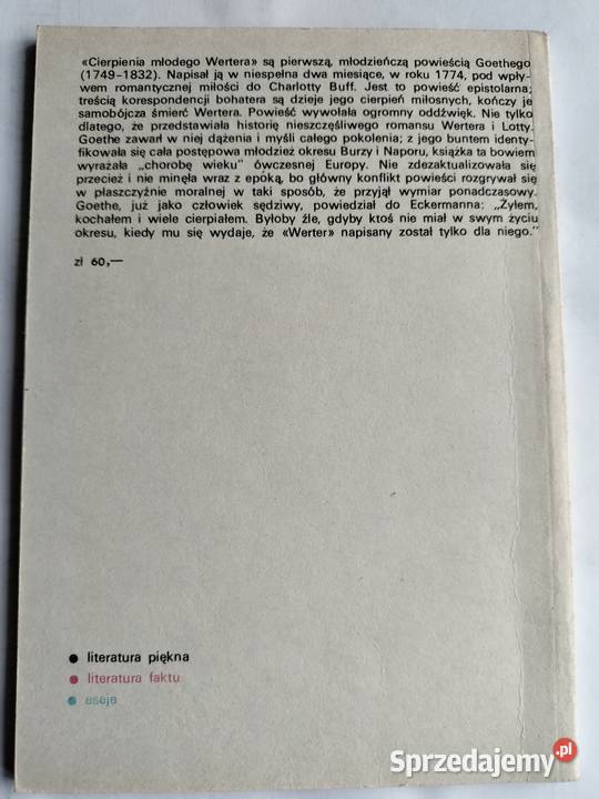 Cierpienia młodego Wertera Johann Wolfgang Gdynia