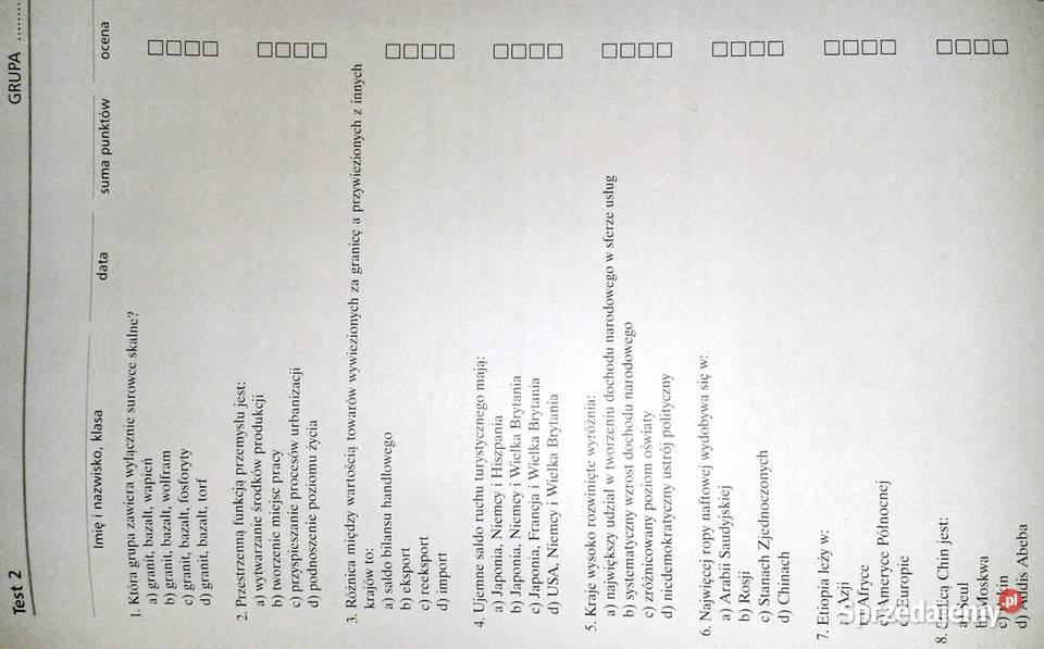 Geografia 2 Testy sprawdzające Krzysztof