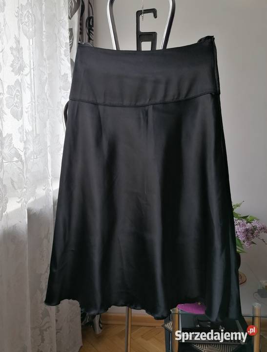 ROZKLOSZOWANA DŁUGA CZARNA SPÓDNICA Z WYSOKIM łódzkie Łódź