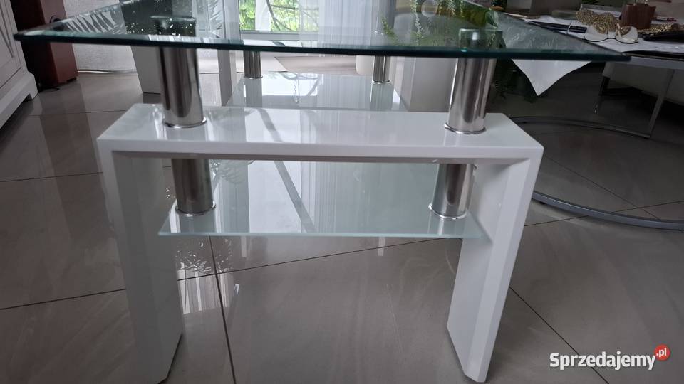 Elegancka biała ława ze szklanym blatem i 56cm zachodniopomorskie Stargard