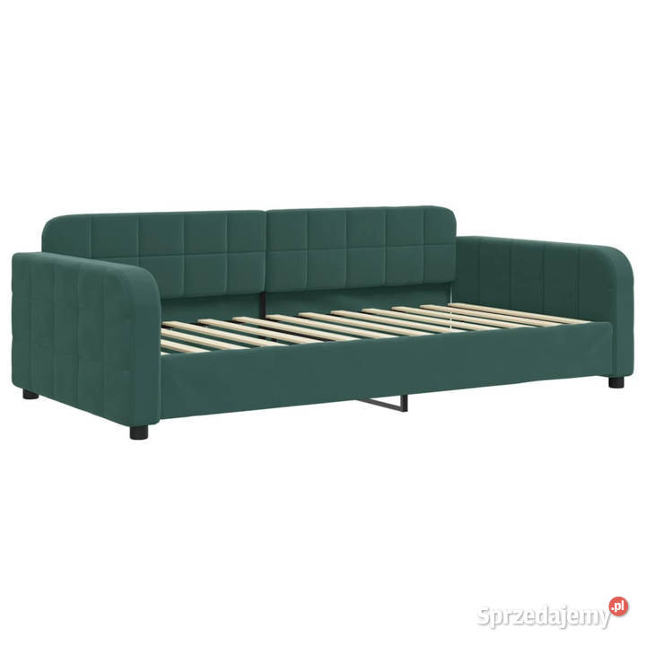 Sofa z funkcją spania ciemnozielona aksamitna 223cm mazowieckie Warszawa