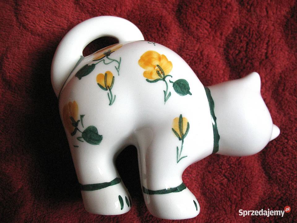 KOT w kwiaty malowany 10 x 11 x 5 Figurka z Figurki i rzeźby mazowieckie Siedlce