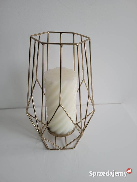 Złote świeczniki metalowe 2 sztuki małopolskie Liszki