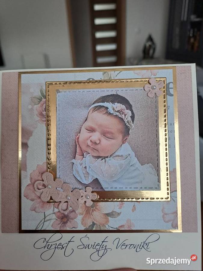 Kartka w kopercie okazji chrztu urodzin Strzebiń sprzedam