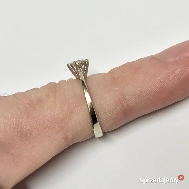 Złoty PIERŚCIONEK zaręczynowy 14K DIAMENT 033ct