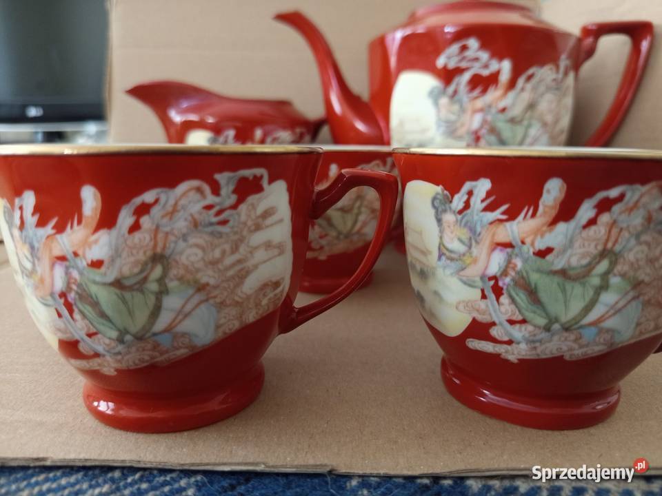 Serwis kawowy porcelana czerwony mazowieckie Warszawa