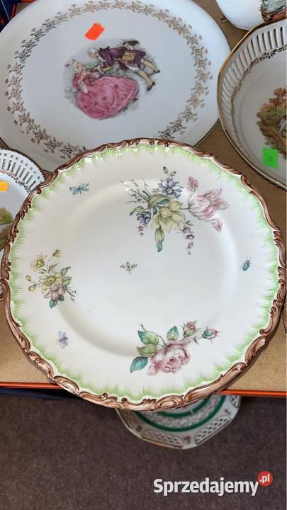 Talerz ręcznie zdobiony Sygn Aina Wedin 1955 pomorskie